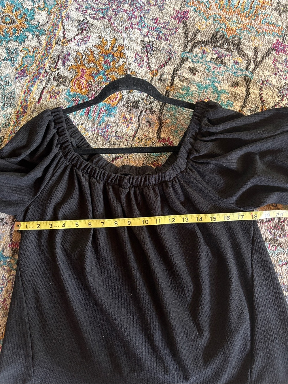 Anthropologie Black Off-Shoulder Puff Sleeve Blouse - Picture 5 of 6